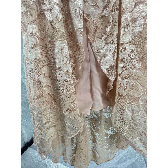 Amy Wear Girls Cream Lace Sleeveless High Low Dress Youth Size 7 - Picture 2 of 6